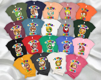 Personalized Mario And Friends Family Matching Shirt, Gaming Matching Family T-Shirt, Custom Name Super Mario Game Family Shirt, Mario Shirt