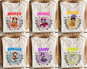 Disney Characters Checkered Halloween Shirt, Mickey and Friends Halloween Shirt, Mickey's Not So Scary Halloween Party, Disney Outfit