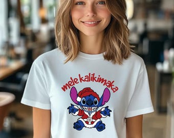 Stitch Christmas Shirt, Santa Stitch T-Shirt, Christmas Cartoon Character Shirt, Disney Matching Shirt, Cute Santa Stitch Family Xmas Shirts