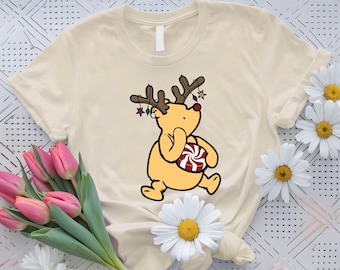 Christmas Winnie The Pooh Kids Shirt, Pooh Bear Reindeer Christmas Baby bodysuit, Disney Family Matching Christmas T-Shirts, Pooh Kids Shirt