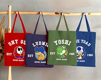 Super Mario Est. Tote Bag, Mario Est. Tote Bag, Group Trip Tote Bag, Mario And Friends Tote Bag, Gift Bag, Cotton Tote Bag, Gift For Friends