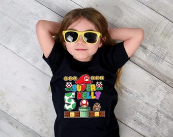 Super Mario Kids Shirt, Custom Name And Age Mario Shirt, Super Mario Birthday Outfit, Mario & Friends Party Shirts, Mario Kids shirt