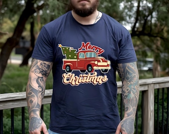 Vintage Merry Christmas Truck Shirt, Holiday Pickup T-Shirt, Rustic Farmhouse Christmas Kids Shirt, Christmas Truck Shirt, Holiday T-Shirt