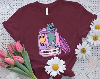 Funny Cat Anti Depressant T-Shirt, Kitty Mental Health Shirt, Sarcastic Cat Lover T-Shirt, Cat Mama Shirt, Therapist Psychiatrist Gift Shirt