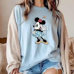 Cute Minnie Mouse Classic Sketch Comfort Colors® Shirt, Cute Vintage Portrait Minnie T-Shirt, Retro Minnie Mouse Family Vacation Trip Shirt image 1