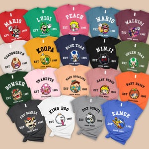Super Mario Shirt, Mario Characters Shirt, Mario Family Matching T-Shirts, Mario & Friends Party Matching Shirts, Family Group Shirts image 1