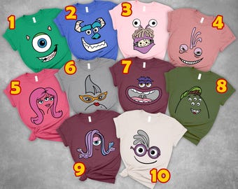 Disney Monster Inc Big Face T-Shirt, Sully Mike Celia Roz Cosplay Shirts, Monsters Inc. Family Matching T-Shirts, Disney Kids Sweatshirt