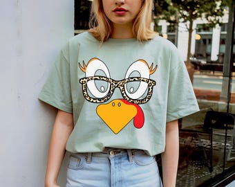 Comfort Colors® Cute Turkey Fall Thanksgiving Shirt, Thanksgiving Family Matching Shirt, Turkey Face Shirt, Funny Cute Thanksgiving T-Shirt