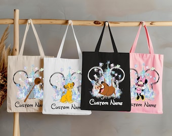 Personalized Disney 2026 Tote Bag, Disney Trip Characters Tote Bag, Princess Castle Vacation Gift Tote Bag, Disneyland Group Tote Bags