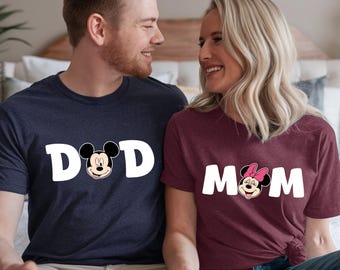 Disney Family Shirts, Minnie Mom Mickey Dad Shirts, Matching Disney Couple Shirts, Disney Mom Dad Outfits, Couple Trip Shirts, Disney Shirts