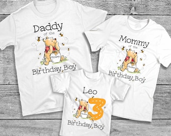 Camiseta de cumpleaños de Pooh para niño, camiseta de cumpleaños de Pooh para niña, atuendo de cumpleaños de Winnie the Pooh, camisetas familiares a juego de oso Pooh, camisetas de cumpleaños de Pooh