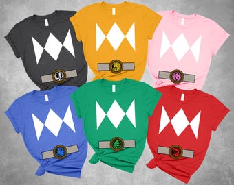 Cosplay Ranger Costume T-Shirts, Halloween Group Matching Shirt, Outfit for Kids, Baby Bodysuit Ranger Costume, Family Group T-Shirts