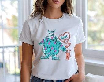 Disney Monsters Inc Cute Sulley Kitty and Boo Shirt, Disney Monsters Inc Family Matching Shirt, Disney Cute Doodle Sulley And Boo T-Shirt