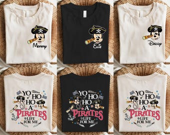 Pirate Cruise T-Shirt, Mickey and Minnie Pirate Custom Shirt, Yo Ho Ho Pirate's Life For Me T-Shirt, Family Caribbean Cruising Trip Shirts