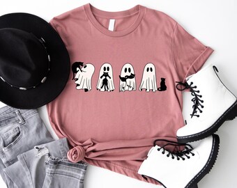 Ghost Cat Kids shirt, Ghost Cat Baby Bodysuit, Cat Ghost Kids T-Shirt, Cute Cat Lovers Shirt, Retro Ghost Cat Halloween Women T-Shirt
