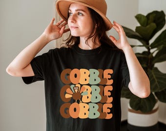 Comfort Colors® Thanksgiving Gobble Shirt, Turkey Shirt, Family Thanksgiving Shirts, Thanksgiving T-Shirt, Fall Turkey Gobble Gobble T-Shirt