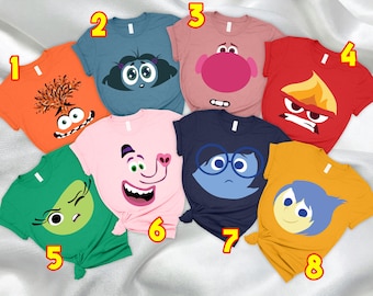Disney Inside Out Characters Big Face Shirt, Disney Joy Sadness Anger Anxiety Disgust Ennui Shirt, Disneyland Family Matching Trip T-Shirts