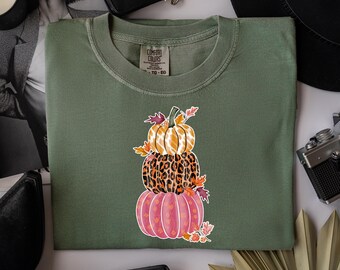 Comfort Colors® Leopard Pumpkin Shirt, Thanksgiving Pumpkin Season Shirt, Autumn Thanksgiving Shirt, Comfort Colors® Cheetah Pumpkin Shirt