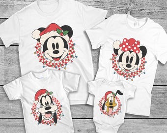 Retro Disney Mickey Checkered Christmas T-Shirt, Mickey Christmas Party T-Shirts, Mickey and Friends Christmas Shirt, Christmas Group Shirt