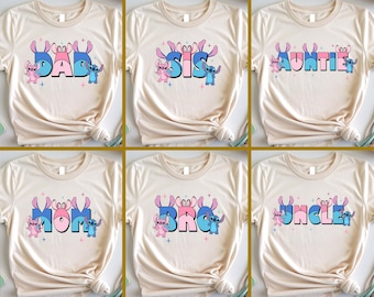 Stitch Family Shirt, Stitch Birthday T-Shirt, Stitch And Angel Matching Family Shirt, Stitch Custom Names Shirts, Disney Family Trip Shirts