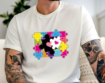We Fit Together Puzzle Shirt, Cute Heart Puzzle Piece Graphic Shirt, Matching Couples Anniversary Shirt, Love Connection Minimalist T-Shirt
