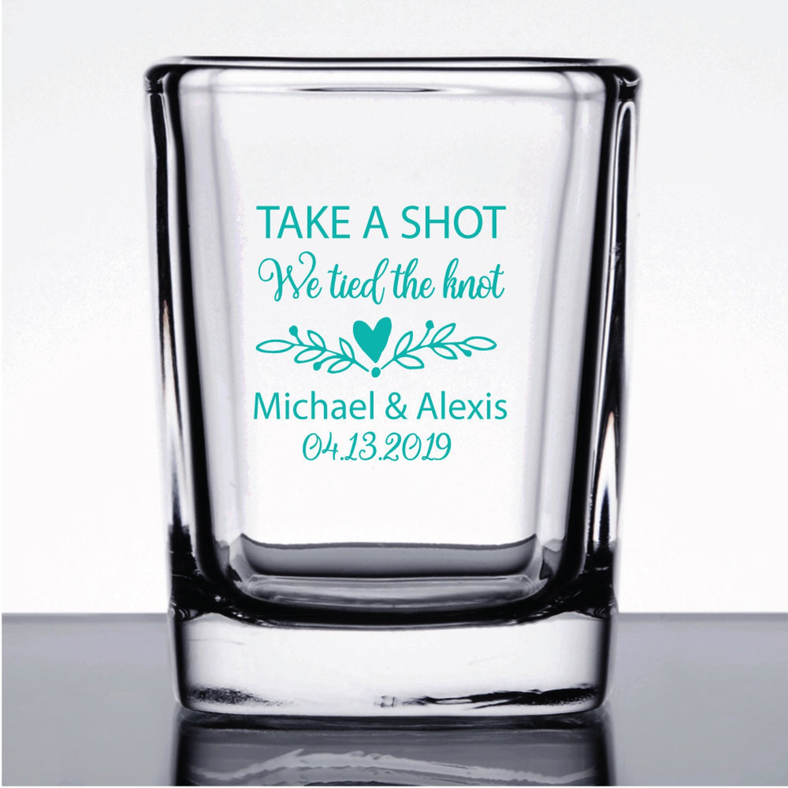 Square wedding shot glasses take a shot we tied the knot Etsy