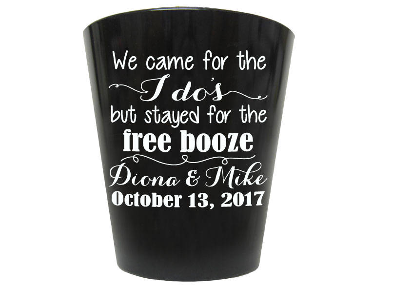 100 Wedding Favors Personalized Plastic Wedding Shot Glasses