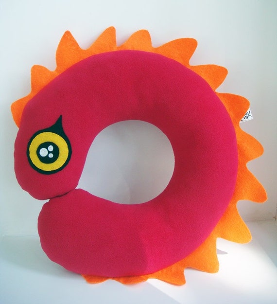 Items similar to Hot pink Worm Travel / Neck Pillow on Etsy