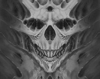 Smiley Skull | Dark Fantasy Horror - Art Print- Digital Download