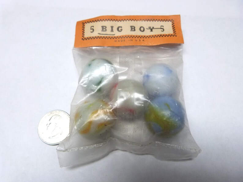 Vintage Marble King 5 Big Boy Glass Marbles NOS  Alley Agate image 4