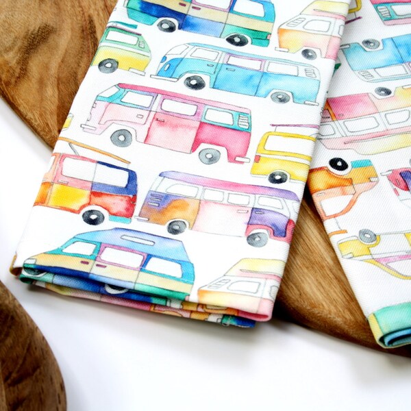 Campervan Tea Towel, VW Camper Decor, Kitchen Towel, Glamping Decor, Campervan living, Travel Trailer Gift