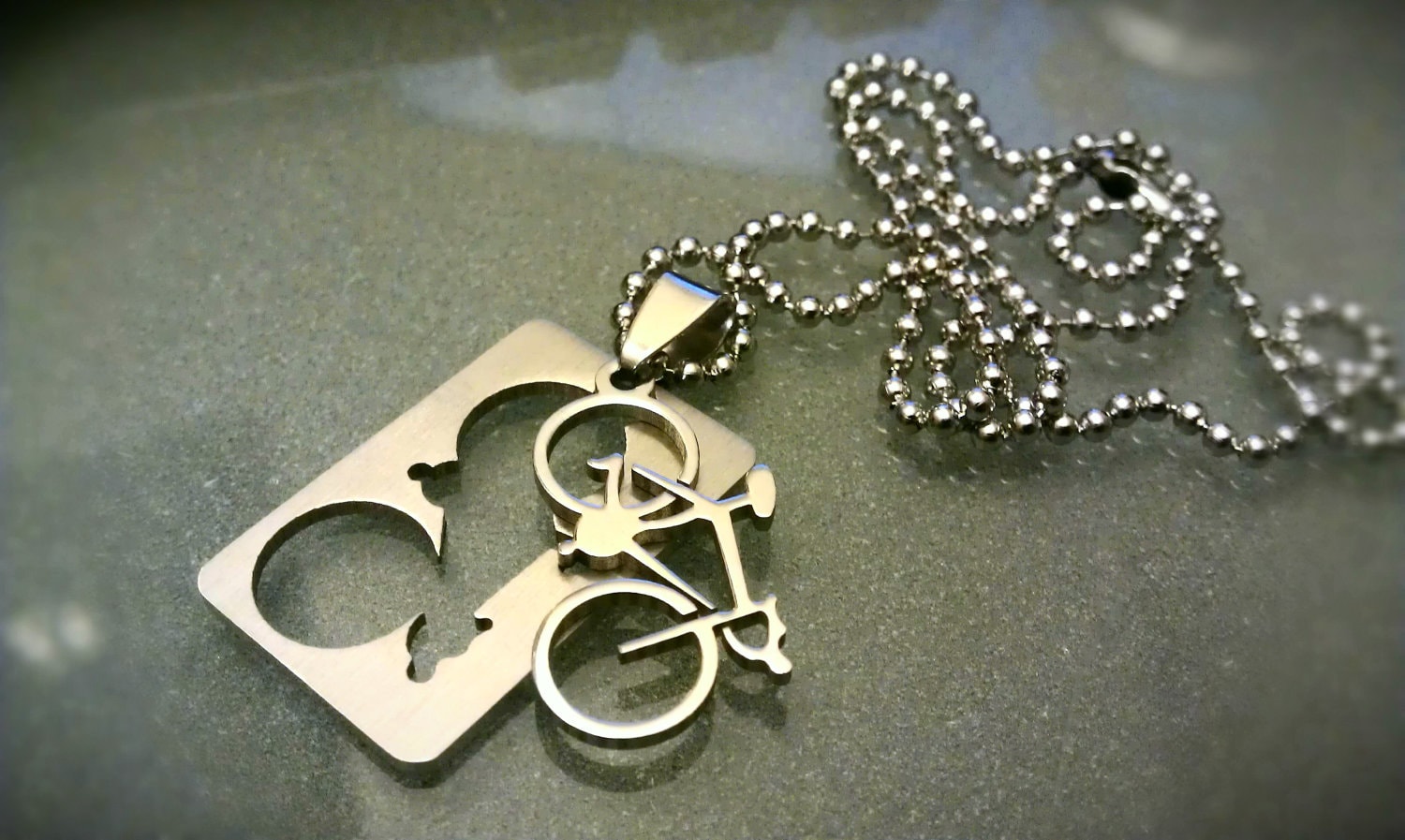 Bicycle Laser Cut Dog Tag Pendant and Necklace UNSTNL02 Etsy