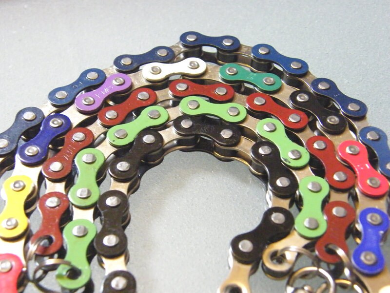 Bike Chain Bracelet Multiple Colors Rainbow and Silver Etsy