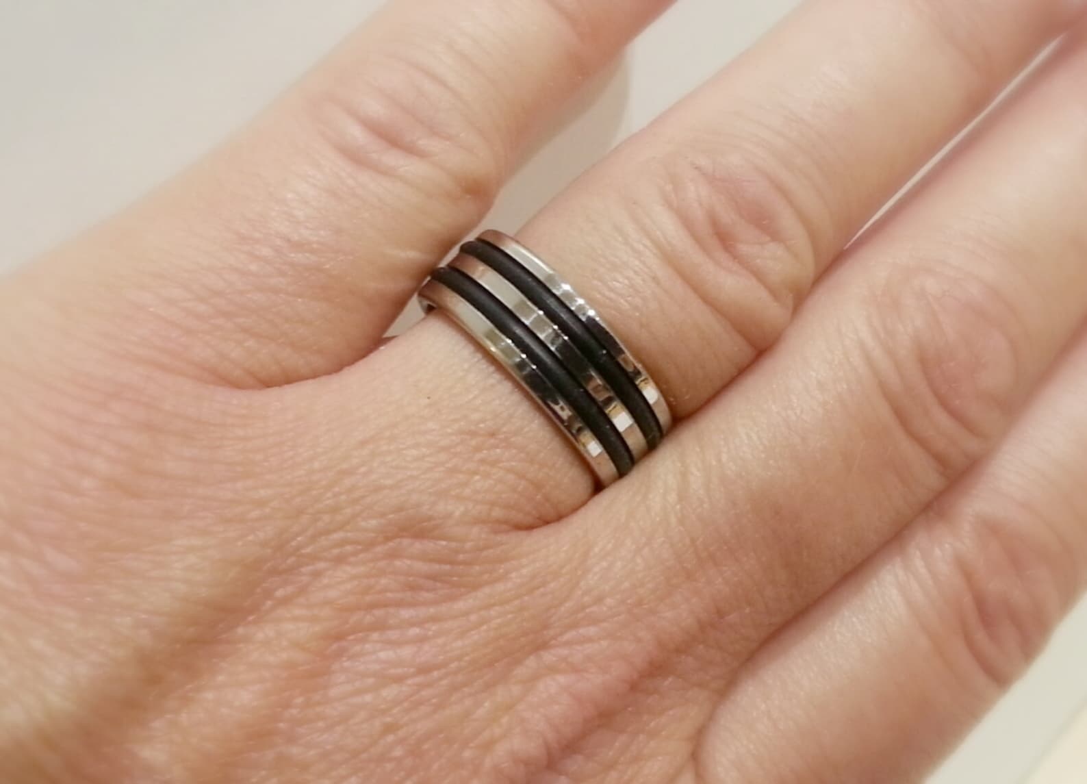 Unisex Stainless Steel and Black Rubber Ring ACRING04 Etsy