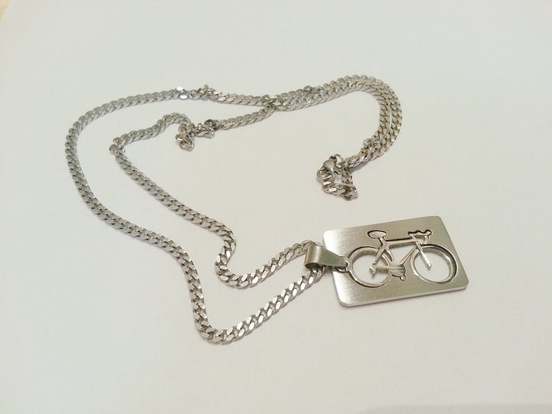 Bicycle Laser Cut Dog Tag Pendant and Necklace UNSTNL02 Etsy