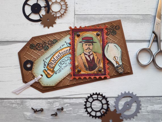 Download SteamPunk Scrapbook Tag Layout Embellishment Nostalgia | Etsy