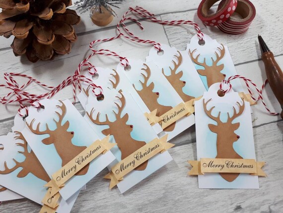 set of 10 Handmade Christmas gift tags