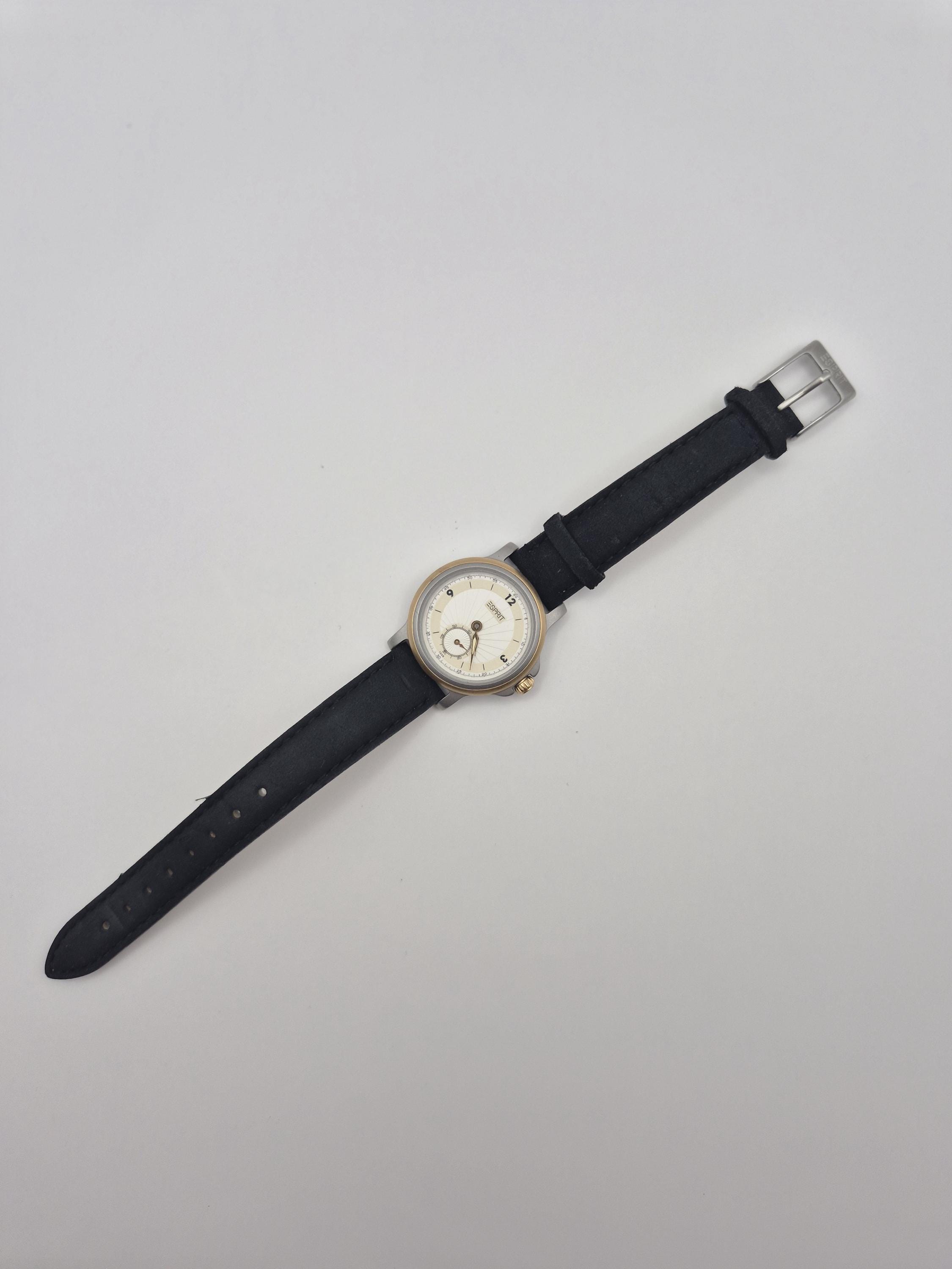 ESPRIT VTG MINIMALIST Watch Women Silver Tone Ivory Leather Band-New Battery Esprit Women main image 2