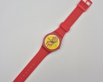 Swatch GR115 “Dotchair” (1992) — Vintage Swiss Quartz Gent Watch with Dot Dial & Red Case