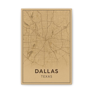 Stylish Dallas Map Canvas Print - Art Decor for Home, Unique Gift, Wall Art, Modern Design, Texas City Map