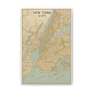 Canvas Stretched, Map of New York City Wall Art, NYC Decor, 8x12 Print, 0 75 Inch Stretch, Gift for Traveler, Urban Home Decor, Cityscape