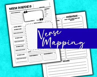 Modelo para mapeamento de versículos bíblicos, guia de estudo de palavras, páginas para diário de escrituras
