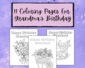 Grandma Birthday Coloring Pages: DIY Gift for Kids (PDF Download, 11pgs.)