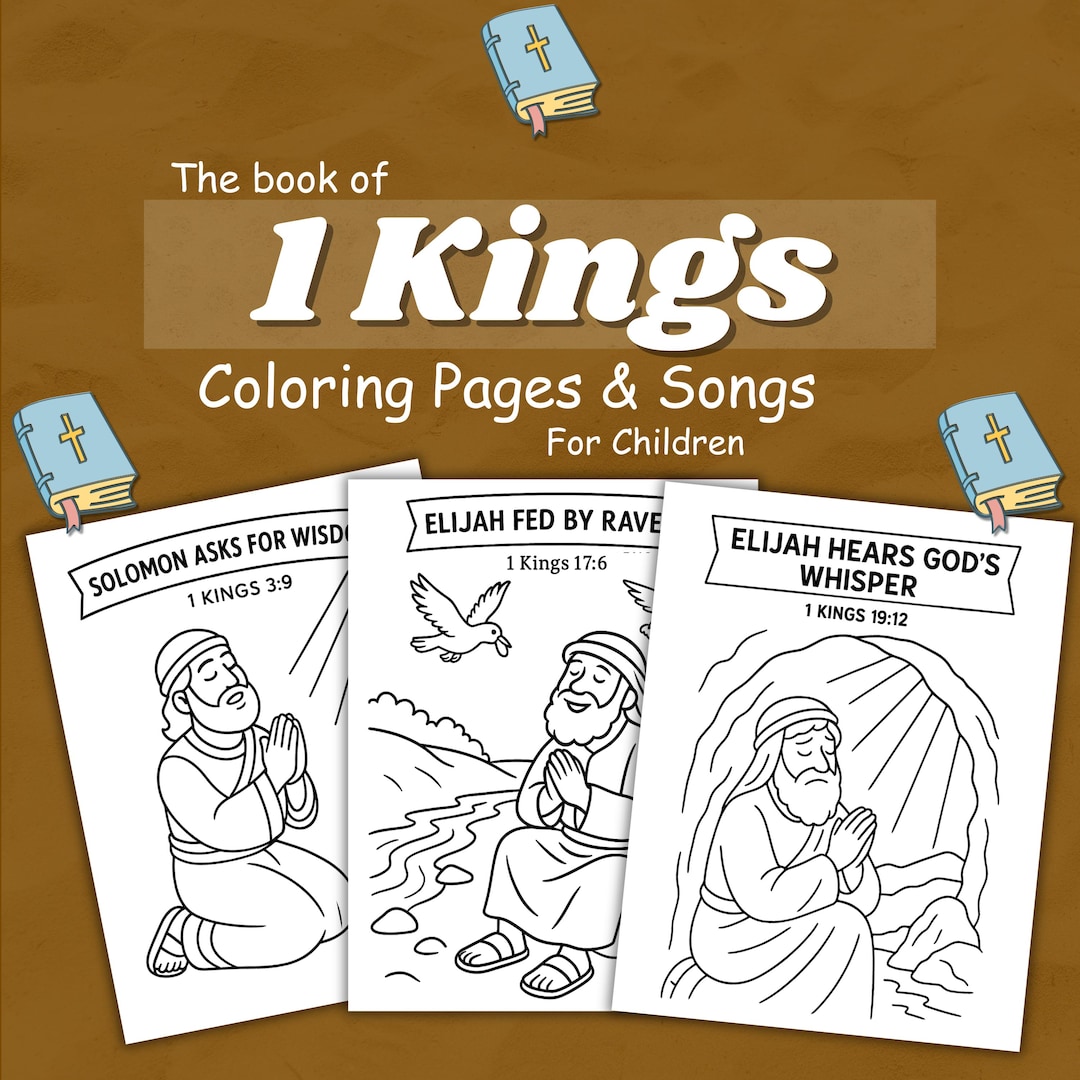 1 Kings Coloring Pages and Songs for Learning the Bible - Etsy
