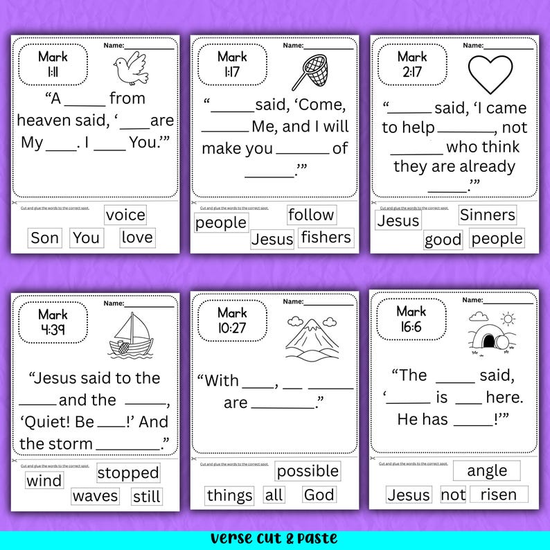 Mark Bible Activities- Verse Memory Cards, Mazes, Verse Tracing & Verse ...