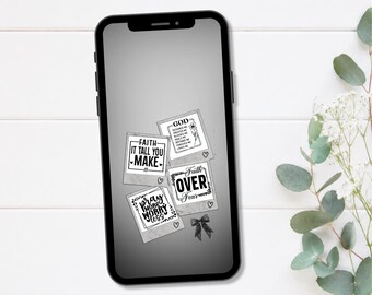 Papel de parede cristão para celular – Colagem com citação de fé – Somente para download digital