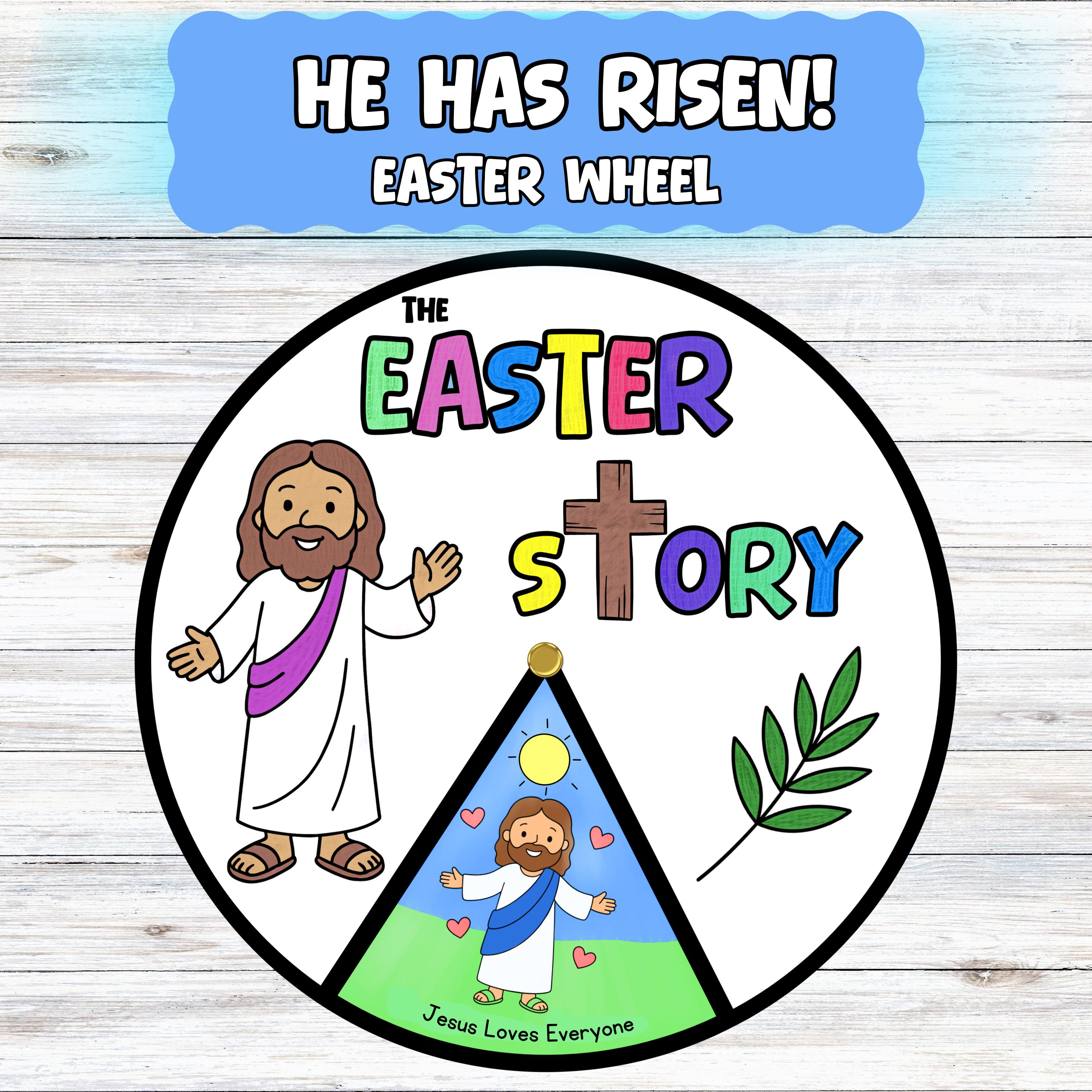 Christian Easter Craft Coloring Activity Wheel He Has Risen! (instant ...