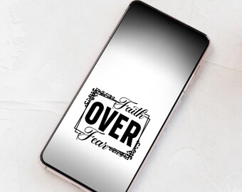 Papel de parede cristão para celular – Fé acima do medo: design minimalista – somente para download digital