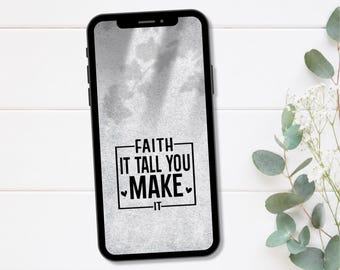 Papel de parede cristão para celular – Design "Fé até alcançar o sucesso" – Somente para download digital