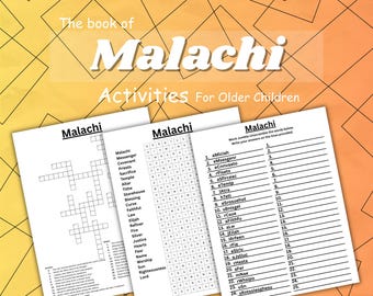 Attività bibliche di Malachia: cruciverba, ricerca di parole e scramble di parole (download digitale)